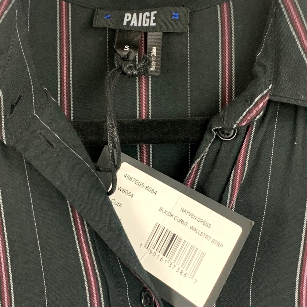 Paige Black Stripe Nayven Maxi Shirt Dress NWT - Picture 10 of 11